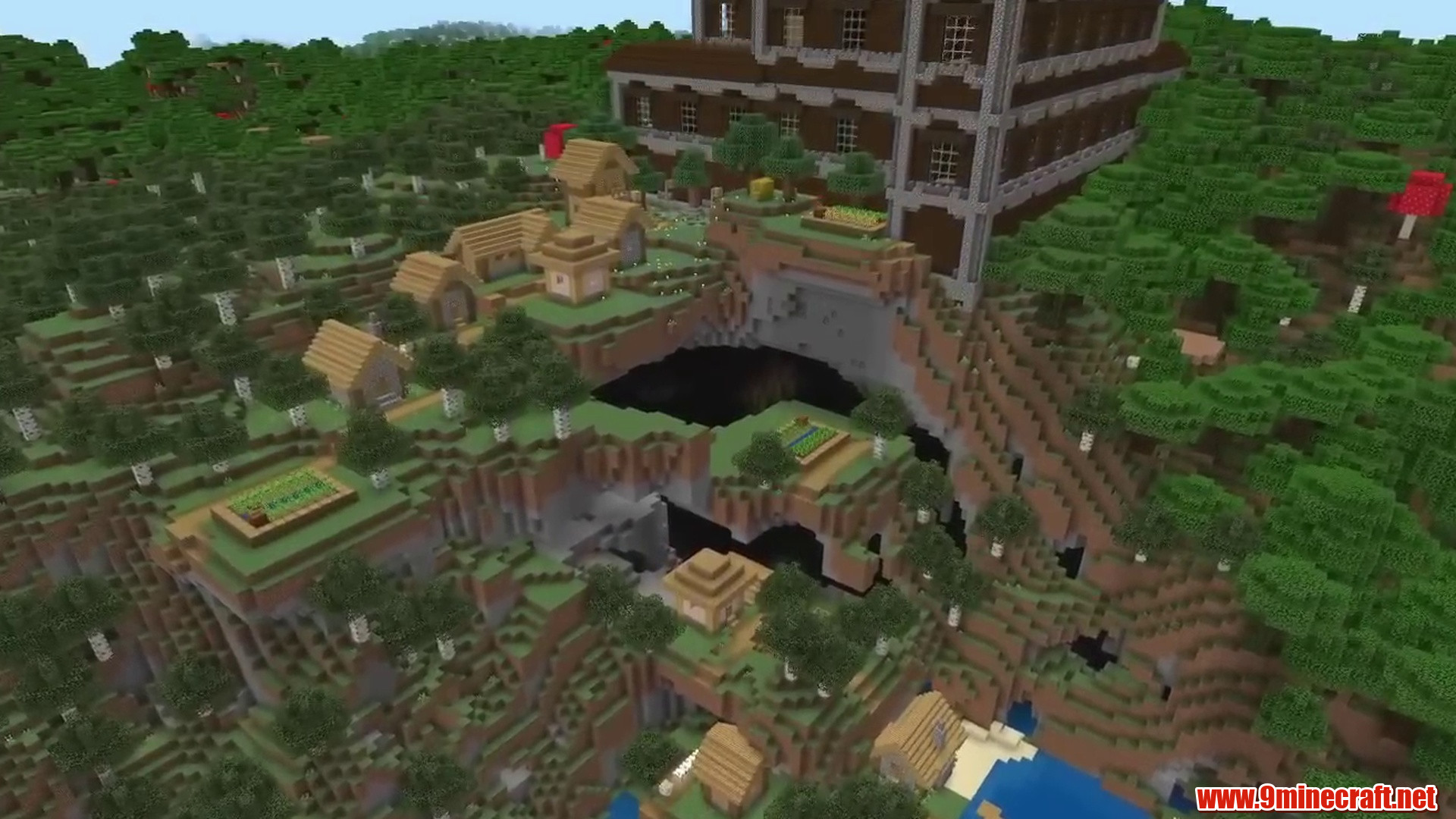Hillside Woodland Mansion Over Ravine Village Seed - Minecraft 26.2
