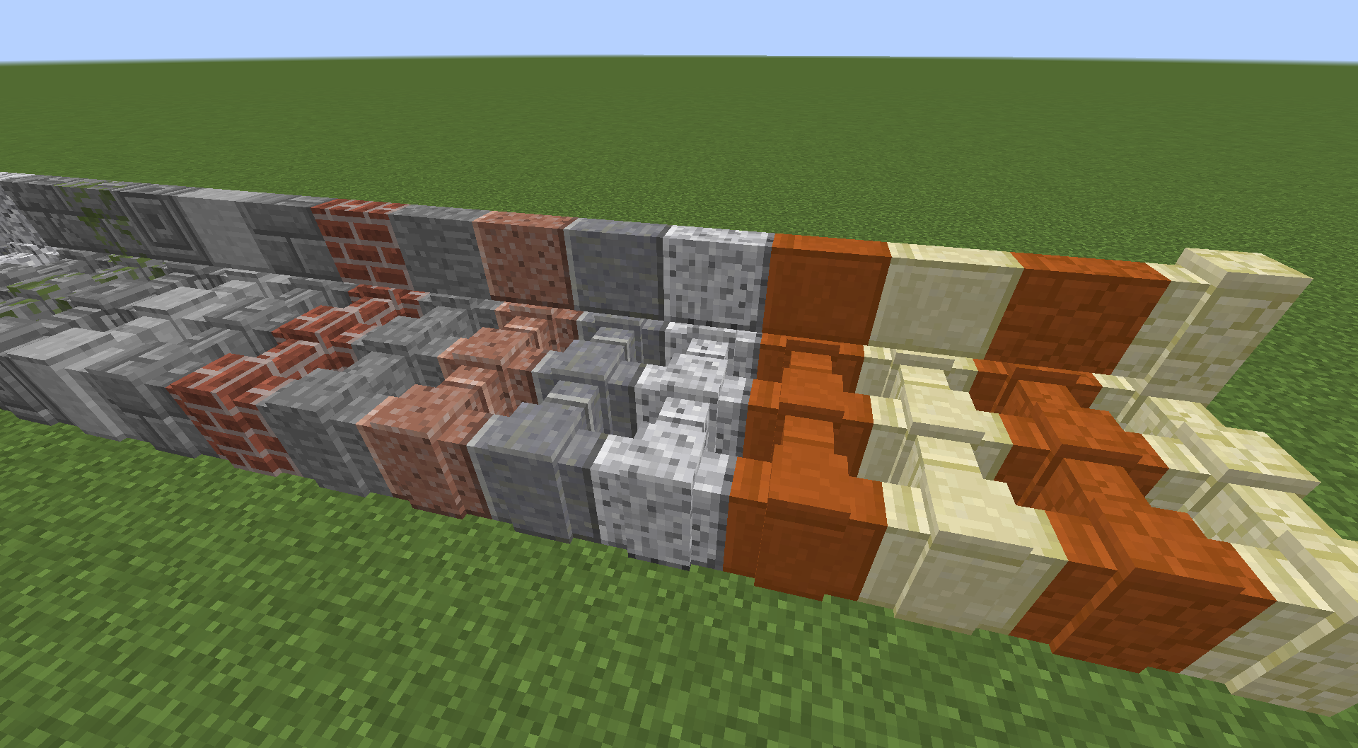 Various blocks and stairs in a row