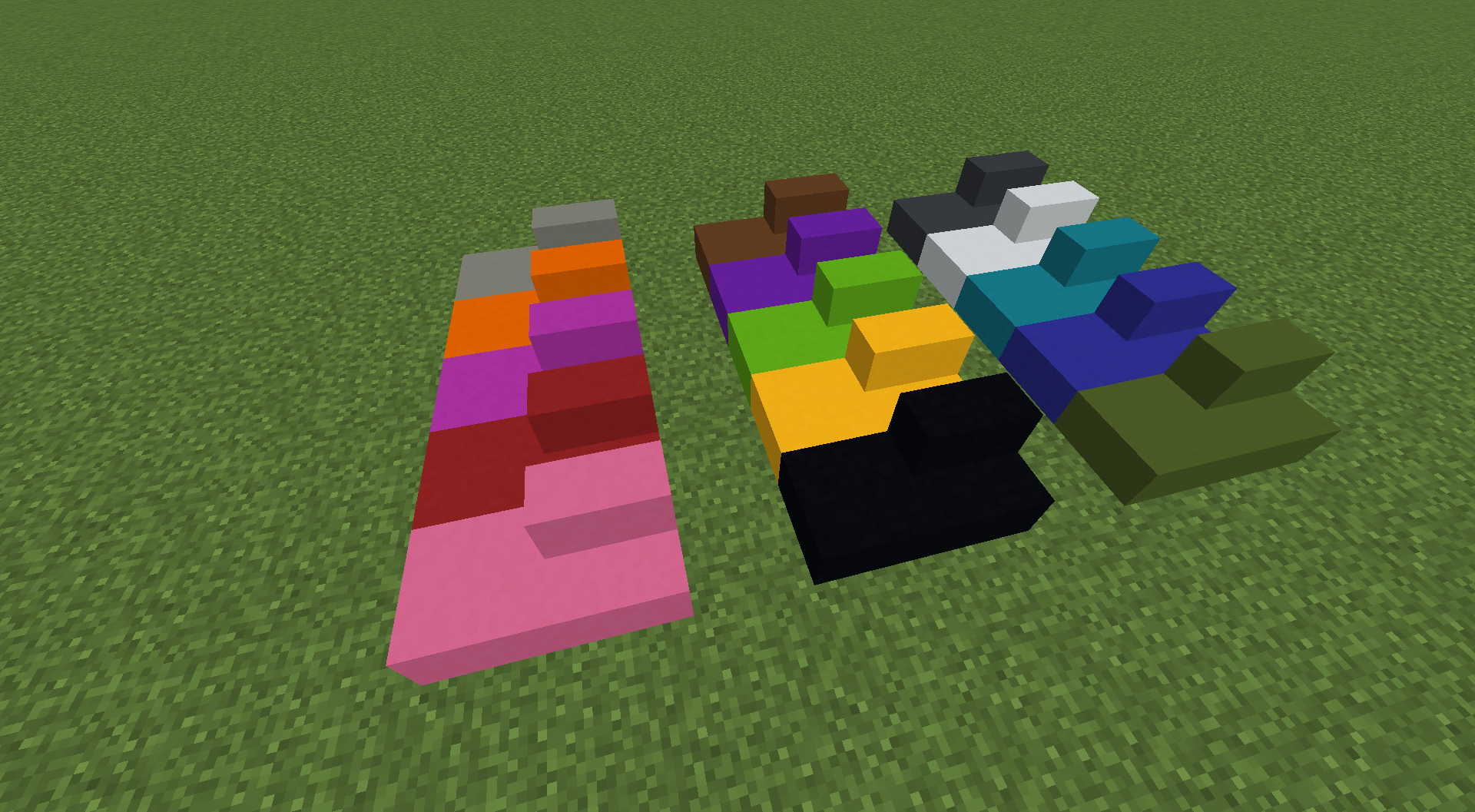 Colorful stairs and slabs on grass