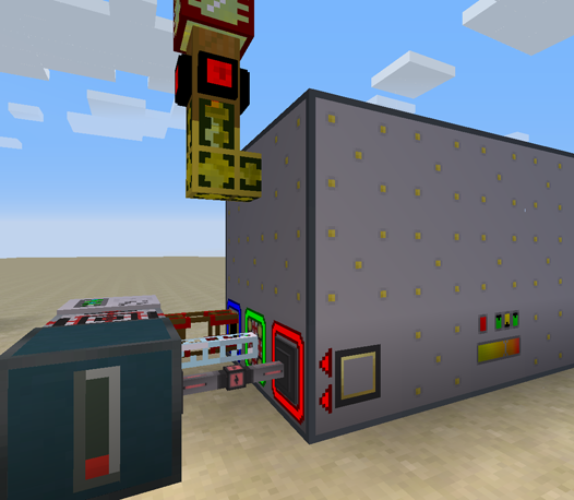 Automated industrial setup with machines and pipes