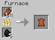 Smelting rotten flesh into leather in a furnace