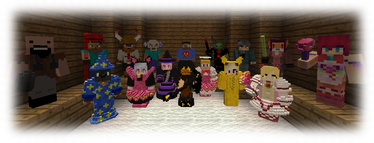 A group of Minecraft mod characters
