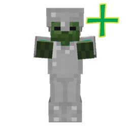 Zombie wearing full diamond armor with plus sign