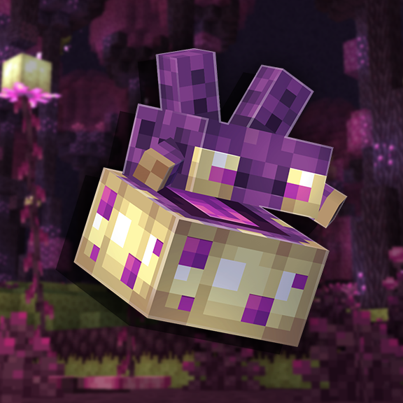 Purple and yellow shulker-like creature