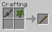 Crafting a stick from a sword and leaves