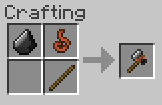 Crafting a stone hammer from coal, leather, and a stick.