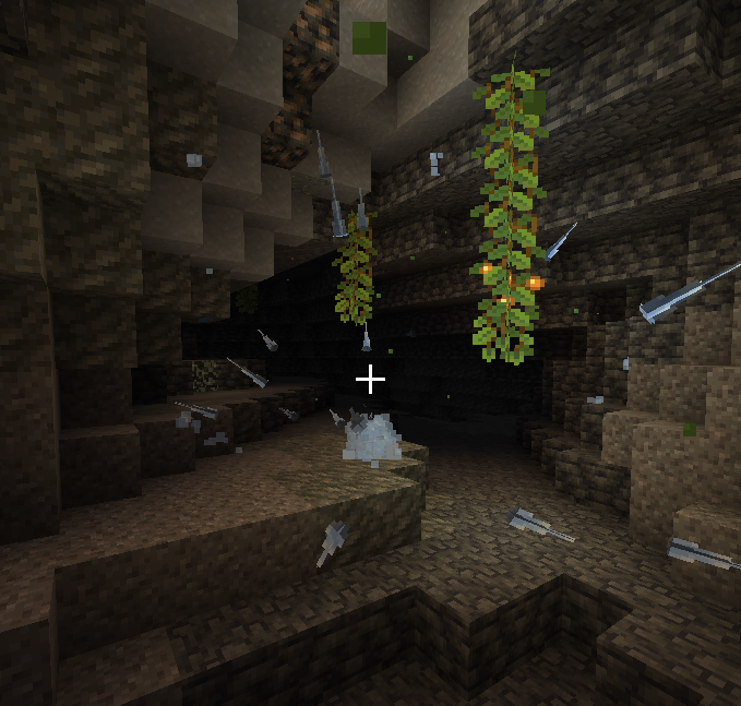 Cave with vines and arrows stuck in walls