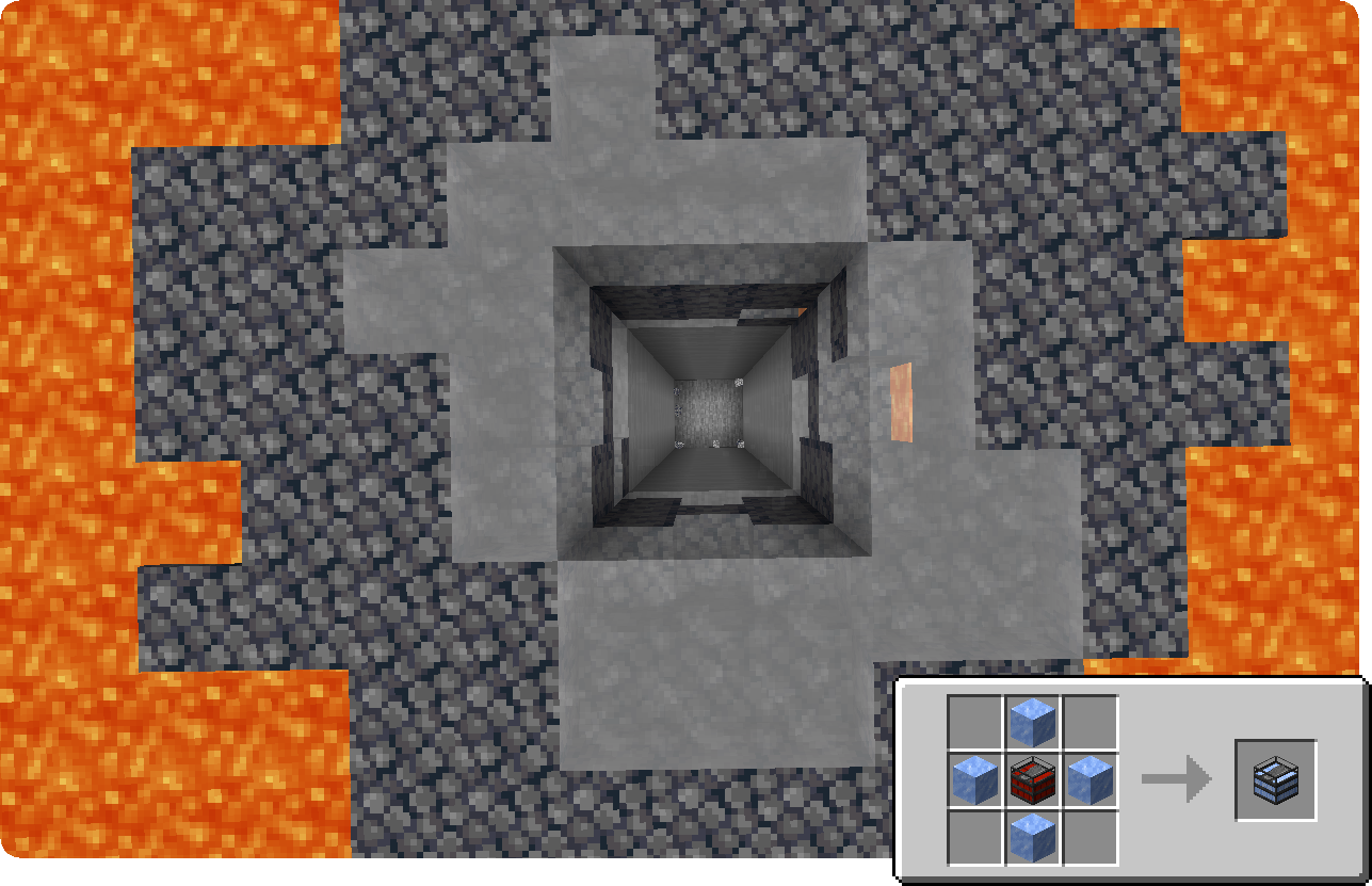 Ice and lava structure with crafting recipe
