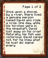 A page from a book in Minecraft