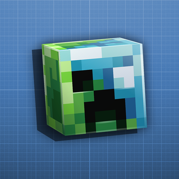 Creeper head with blue overlay
