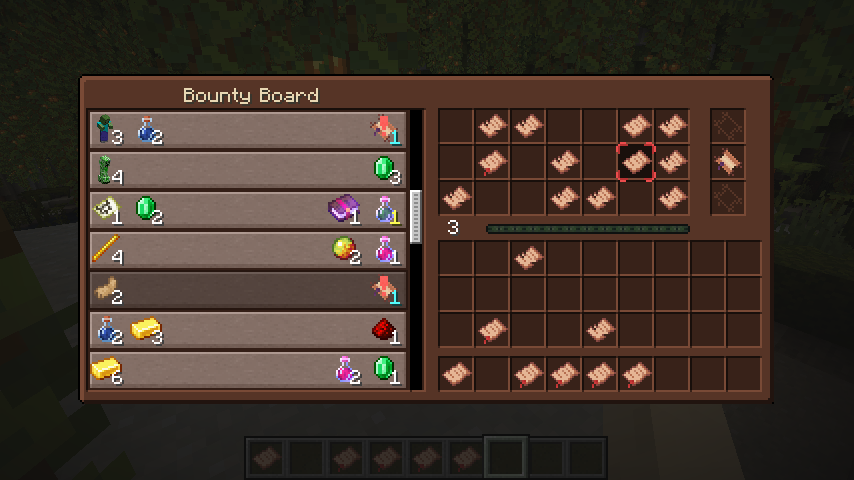 Bounty Board GUI with various rewards