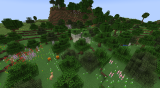 Lush forest with trees and flowers