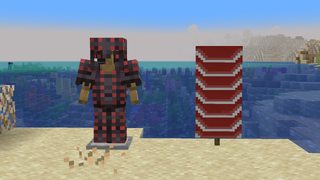 Red armor and banner on beach