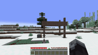 Wooden structure in a snowy biome