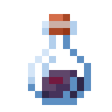 A pixelated potion bottle with purple liquid.