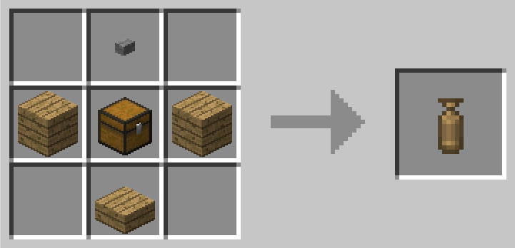 Crafting recipe for a wooden barrel