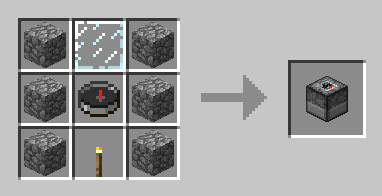 Crafting recipe for a block with a compass