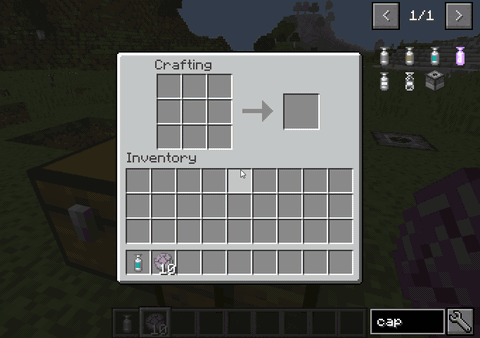 Empty crafting grid and inventory GUI