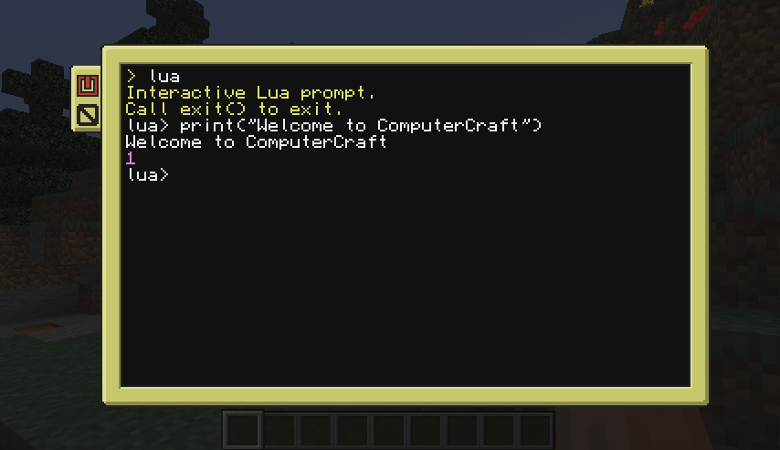 ComputerCraft Lua interactive prompt in-game
