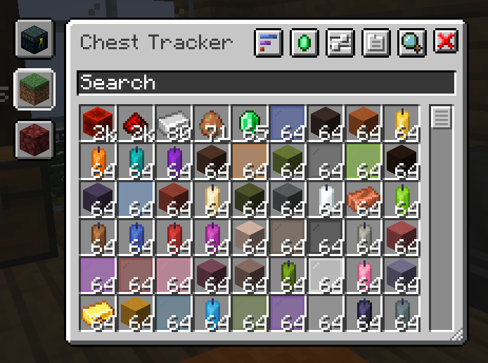 Chest Tracker GUI displaying various items