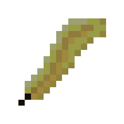 A single yellow feather on black background.