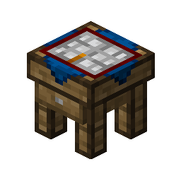 A crafting table with a blueprint on top.