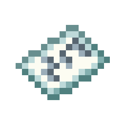 A small, white, pixelated paper item.