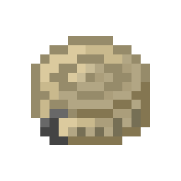 A pixelated ammonite fossil item.