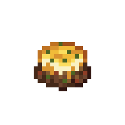 Pixel art of a golden pie