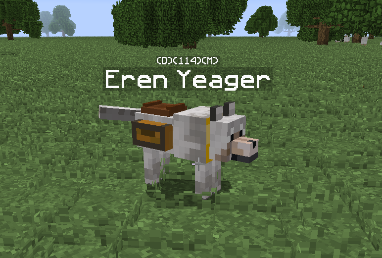 Status tips displayed above a dog showing its current mode, hunger, and gender in-game