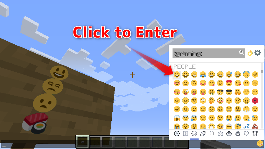 Emoji picker GUI in Minecraft
