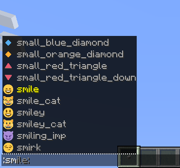 Minecraft chat with emoji selection menu