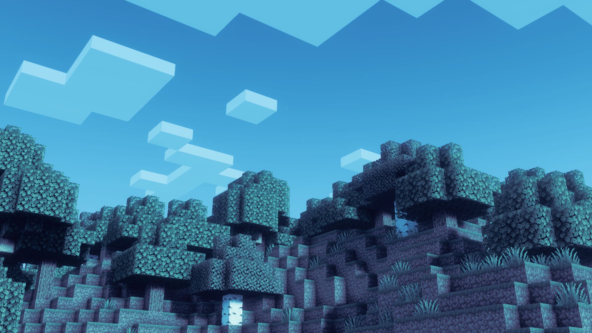 Lush forest biome under a blue sky