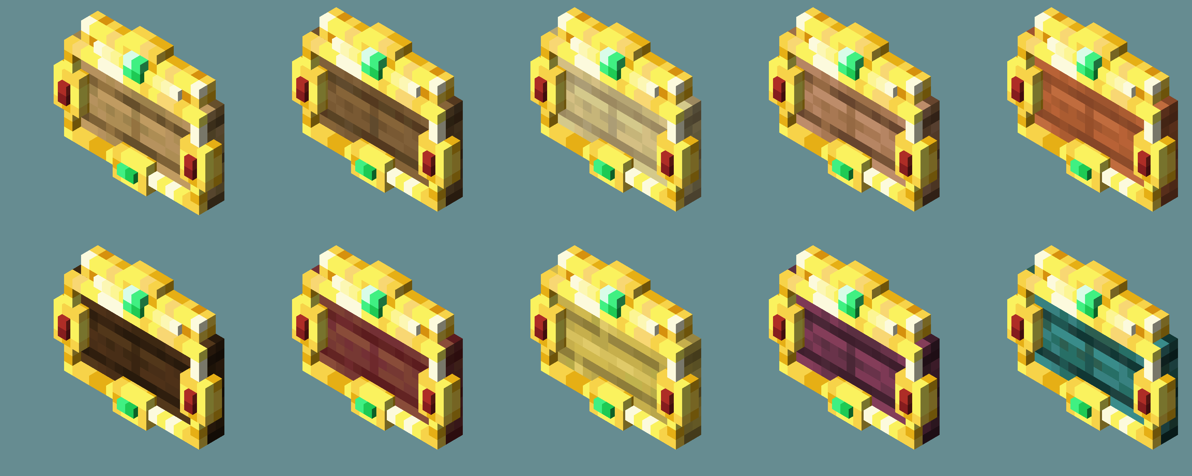 Various colored golden name tags
