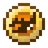 Golden coin with a dark symbol