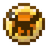 A small, round, golden-brown item.