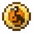 Golden coin with a brown symbol