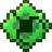 Green pixelated eye-like item on black background