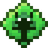 Green diamond-shaped item with black symbol