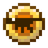 A pixelated golden eye with a dark pupil.