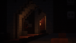 Dark, ominous Minecraft structure with archway