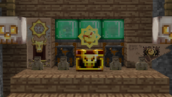 Golden chest in a decorated room