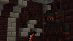 Player mining netherrack with pickaxe