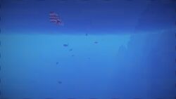 Underwater view with fish and distant structure