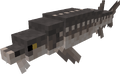 Pixelated gray fish-like creature