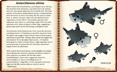 Antarctilamna ultima mob entry in a book