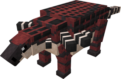 Red and black striped arthropod mob