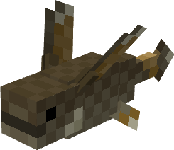 A brown pixelated fish-like creature.