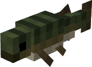 A pixelated green and brown fish.