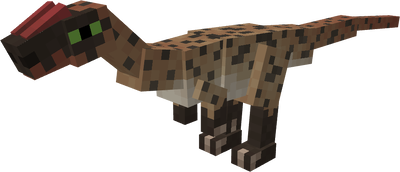 Minecraft dinosaur with red head and spots